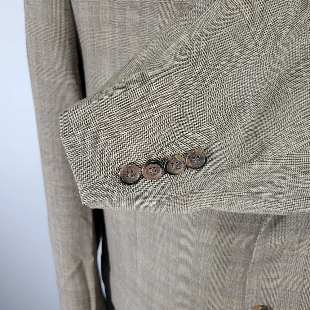 American Living Men's Sport Coat Blazer Three‎ Button Brown Glen Plaid Wool 44L